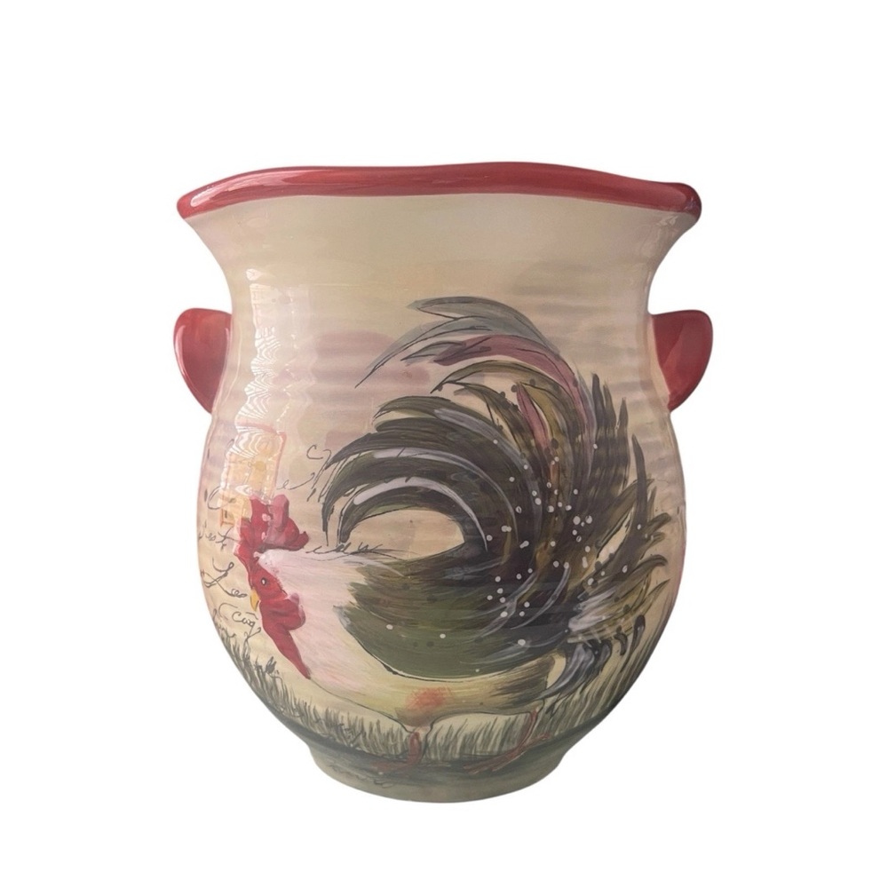 Certified International Rooster Utensil Crock Susan Winget Farmhouse Kitchen - Picture 3 of 7